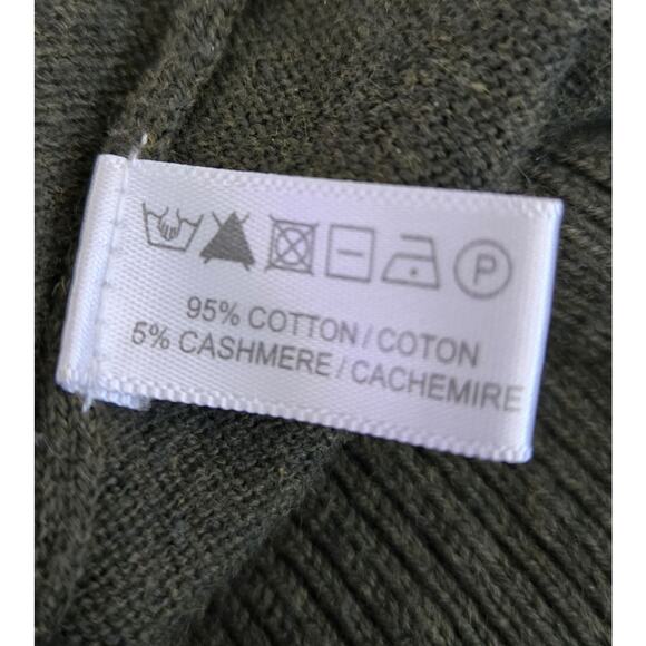 Lisa Todd Olive Green Cotton Cashmere Sweater Heart Zip Pocket Long Sleeve Sz L - Picture 8 of 13